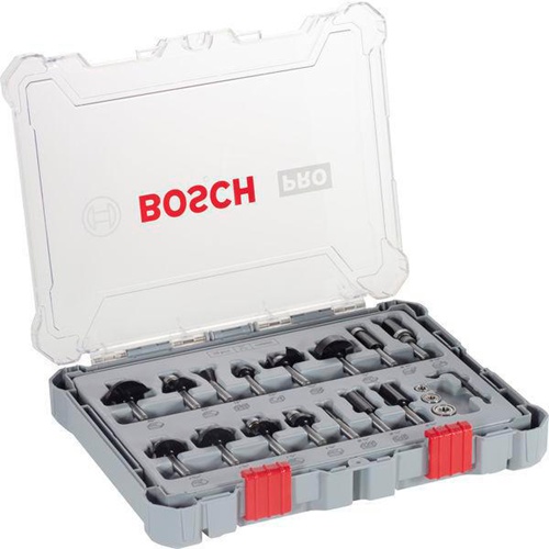 Bosch Freihandfräser-Set 15tlg. Arbeits-L.25mm D.12,7mm L.65mm 1/4Zoll Schaft