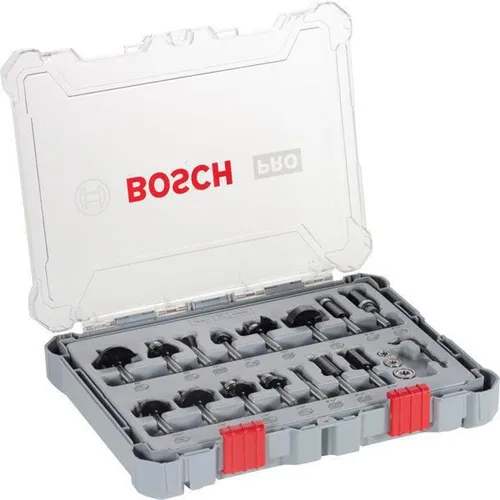 Bosch Freihandfräser-Set 15tlg. Arbeits-L.25mm D.12,7mm L.65mm 1/4Zoll Schaft