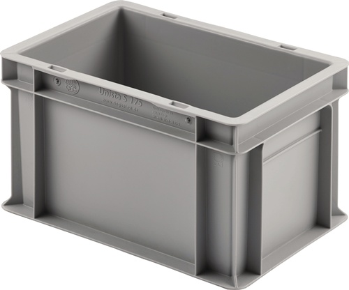 Transportstapelbehälter L300xB200xH175mm o.Deckel hellgrau PP geschl.Griffe