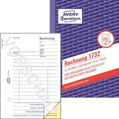 Avery Zweckform Rechnung 1732 DIN A6 2x40Blatt
