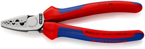 Aderendhülsenzange Gesamt-L.180mm 0,25-16,0 (AWG 23-5) mm² pol.Mehrkomp.-Hüllen