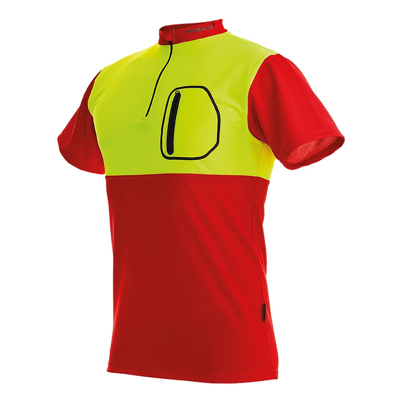 PFANNER Zipp-Neck Shirt kurzarm rot/neongelb (104059)