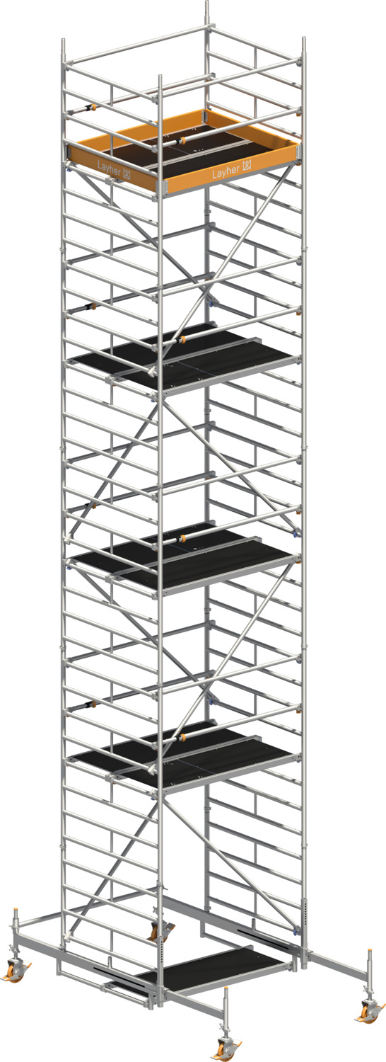 Layher Fahrgerüst Uni Kompakt P2 mit Uni Telegeländer Typ: 1415008 | SH: 8,38 m / AH: 10,38 m