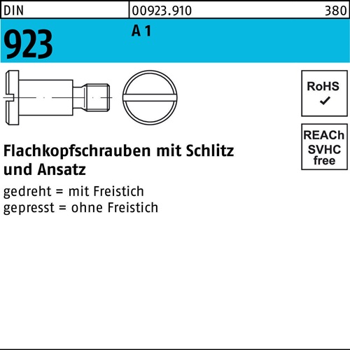 Flachkopfschraube DIN 923 Schlitz/Ansatz M5x 4x 7,0 A 1 100 Stück