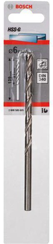 Bosch Metallbohrer HSS-G DIN340 Arbeits-L.91mm D.6mm L.139mm Typ N