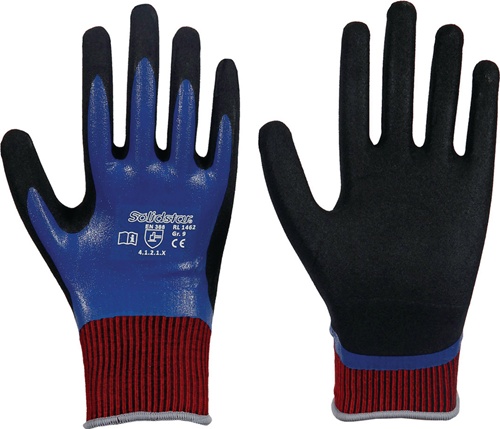 Handschuhe Solidstar Nitril Grip Complete 1462 Gr.9 blau EN420+EN388 PSA II