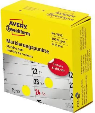Avery Zweckform Markierungspunkt 3852 10mm gelb 800 St./Pack.
