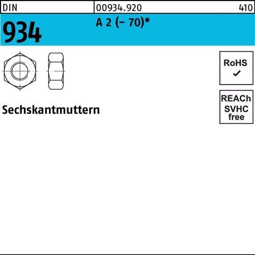 Sechskantmutter DIN 934 M5 A 2 (- 70) 100 Stück