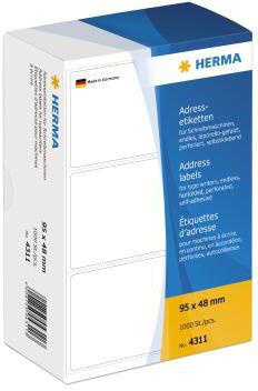HERMA Adressetikett 4311 95x48mm zickzack ws 1.000 ST./Pack.