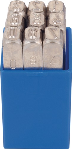 Schlagzahlensatz 330 9-tlg.Zahlen 0-9 Schrift-H.6mm in Ku.-Box KUKKO