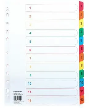 Soennecken Register 1580 DIN A4 1-12 volle Höhe Karton farbig