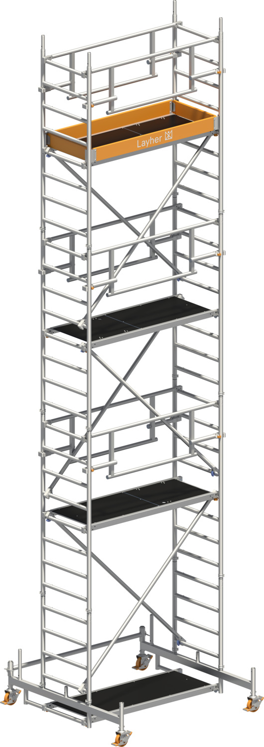 Layher Fahrgerüst Uni Leicht P2 SAFETY PLUS mit Doppelgeländer Typ: 1423206 | SH: 6,26 m / AH: 8,26 m