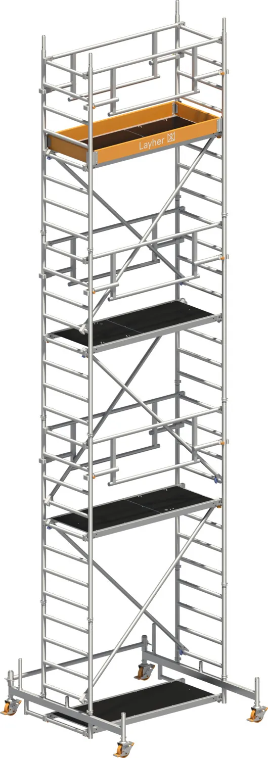 Layher Fahrgerüst Uni Leicht P2 SAFETY PLUS mit Doppelgeländer Typ: 1423206 | SH: 6,26 m / AH: 8,26 m