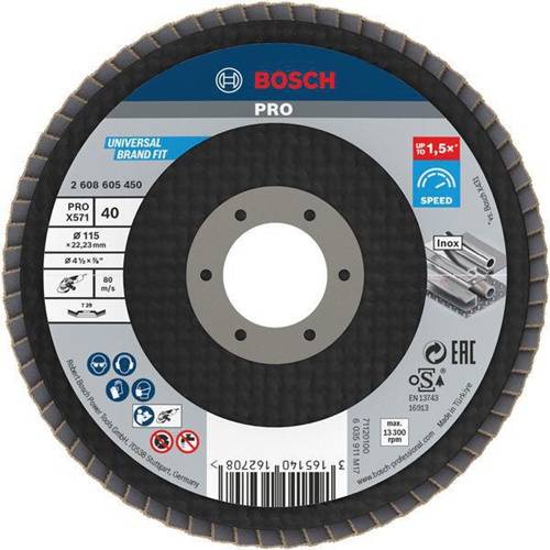 Bosch Fächerschleifscheibe PRO X571 Scheiben-D.115mm Körnung 40 gewinkelt