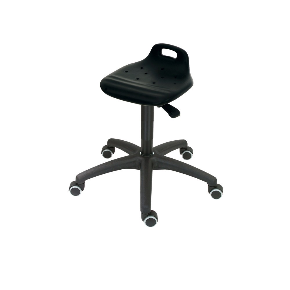 HEMMDAL Drehhocker, PU-Sitz mit Rückenstütze + Tragegriff, Sitzhöhe 450-640 mm