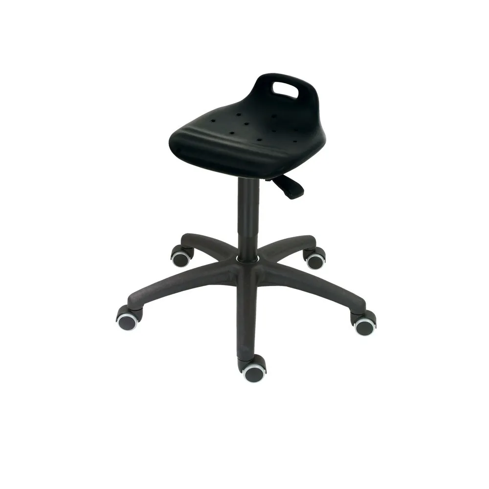 HEMMDAL Drehhocker, PU-Sitz mit Rückenstütze + Tragegriff, Sitzhöhe 450-640 mm