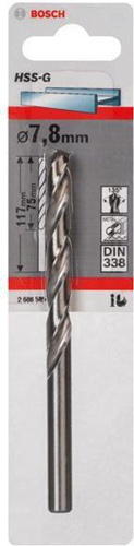 Bosch Metallbohrer HSS-G DIN338 Arbeits-L.75mm D.7,8mm L.117mm