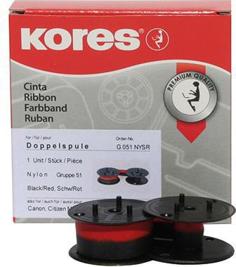Kores Tischrechnerfarbband G051NYSR Gr.51 13mmx4m Nylon schwarz/rot