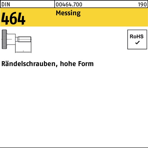 Rändelschraube DIN 464 hohe FormM5x 8 Messing 50 Stück