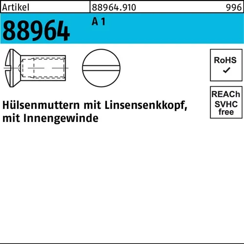 Hülsenmutter R 88964 Liko IG M5x 15 A 1 100 Stück