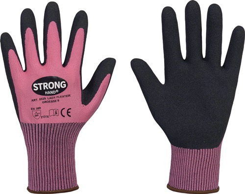 Handschuhe LADY FLEXTER Gr.7 pink/schwarz EN 420/EN 388 PSA II STRONGHAND