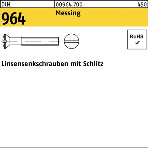 Linsensenkschraube DIN 964 Schlitz M4x 50 Messing 200 Stück