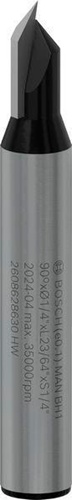 Bosch V-Nutfräser Arbeits-L.9,2mm D.6,3mm L.45mm Schaft 1/4Zoll Winkel 90Grad
