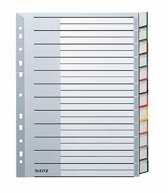 Leitz Register 12740000 blanko DIN A4 12teilig PP grau