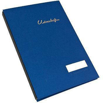 Soennecken Unterschriftsmappe 1491 DIN A4 20Fächer Leinen blau