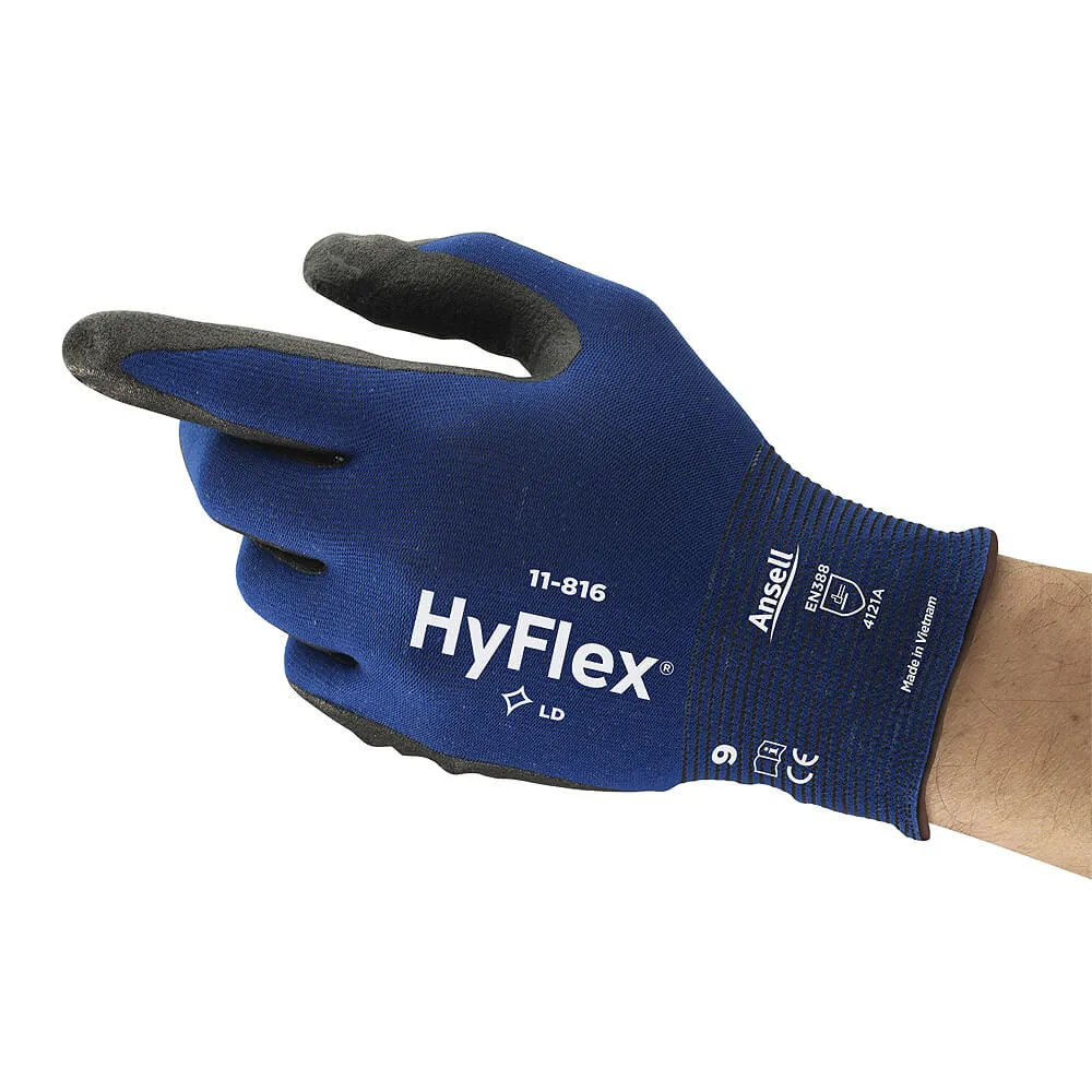 ANSELL Schutzhandschuh super leicht HYFLEX schwarz/blau (11-816)