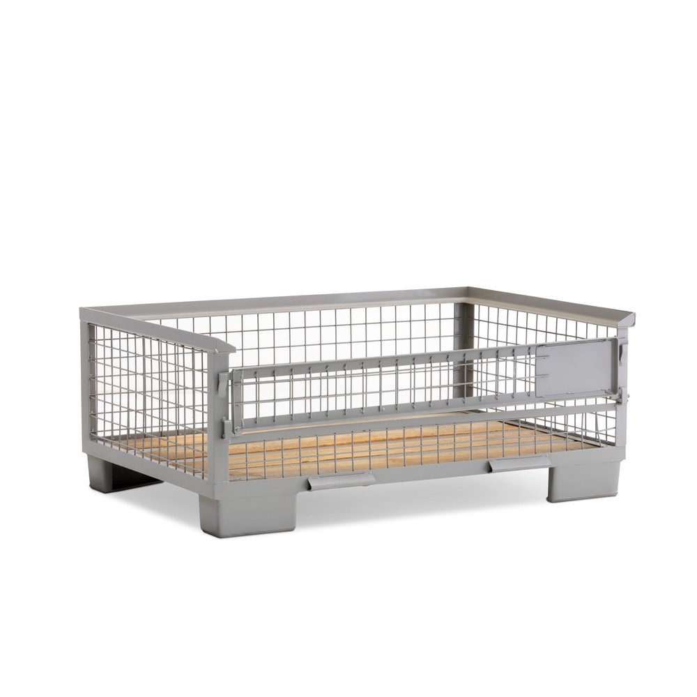 HEMMDAL Industrie-Gitterbox mit halb abklappbarer Längswand