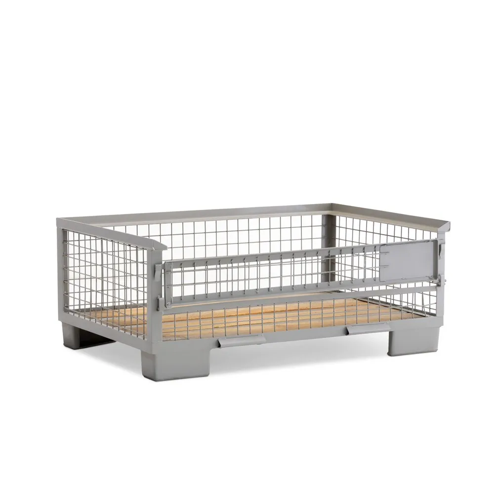 HEMMDAL Industrie-Gitterbox mit halb abklappbarer Längswand