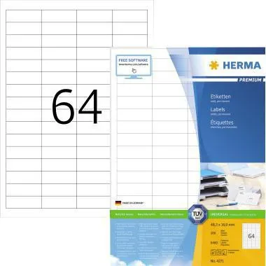 HERMA Etikett PREMIUM 4271 48,3x16,9mm weiß 6.400 St./Pack.
