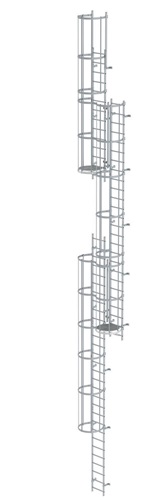 MUNK Mehrzügige Steigleiter mit Rückenschutz (Maschinen) Aluminium blank 15,20m