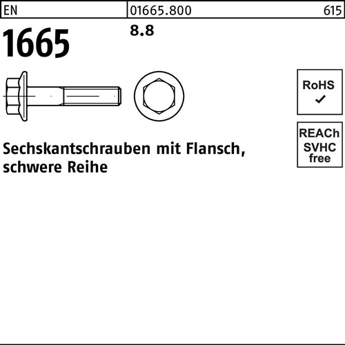 Sechskantschraube EN 1665 Flansch M12x 35 8.8 100 Stück