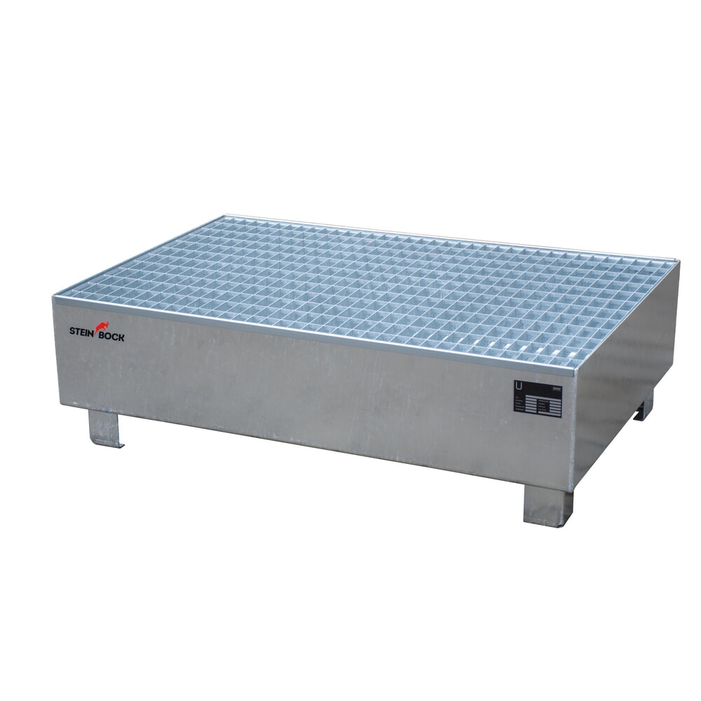 Steinbock® Auffangwanne, 2x 200 l, HxBxT 360 x 1.200 x 800 mm, inkl. Gitterrost