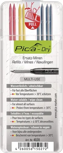 Minenset Pica-Dry 4x schwarz,2x rot,2x gelb feucht abwischbar 8 Minen/Set