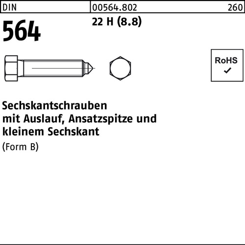 Sechskantschraube DIN 564 Ansatzspitze/Auslauf BM 10x 50 22 H (8.8) 50 Stück