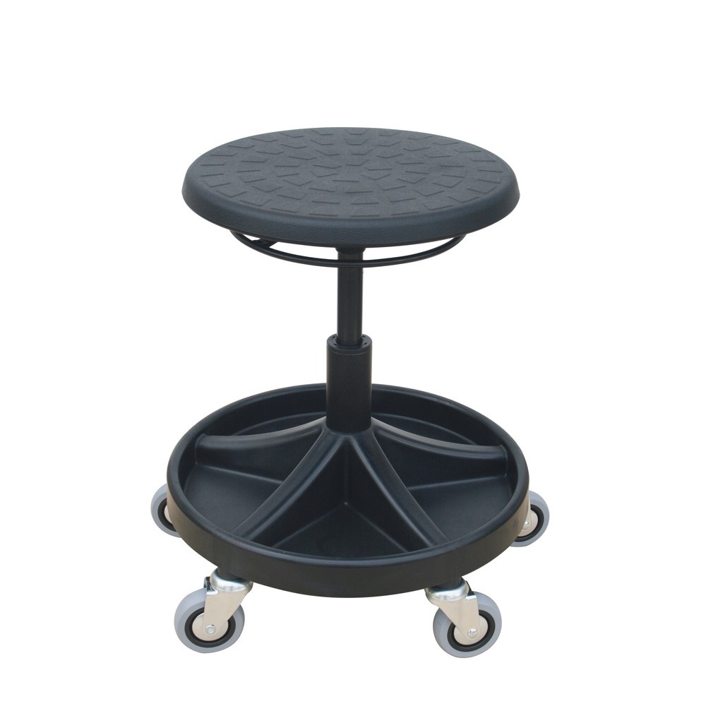 HEMMDAL Drehhocker, PU-Sitz, Sitzhöhe 400-530 mm, Werkzeugschale, Rollen