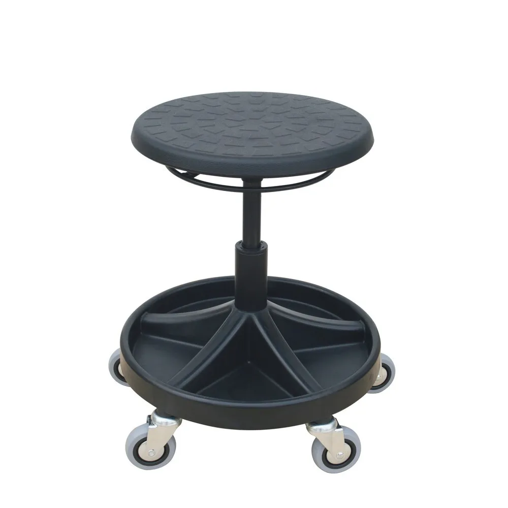 HEMMDAL Drehhocker, PU-Sitz, Sitzhöhe 400-530 mm, Werkzeugschale, Rollen
