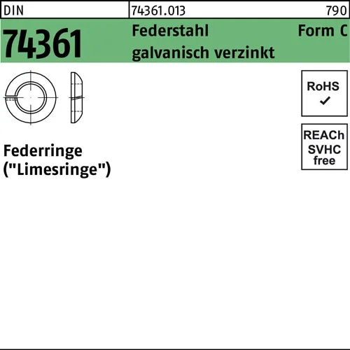 Federring DIN 74361 C 22,5 Federstahl galv.verz. 100 Stück