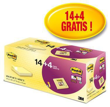 Post-it Haftnotiz Promotion Super Sticky 654-P14CY+4SSCY ge 18 St.