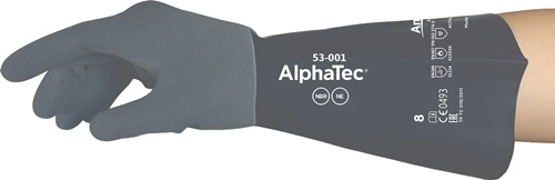 Chemiehandschuhe AlphaTec 53-001 Gr.9 grau/schwarz EN 388,EN 374,EN 407 6 PA
