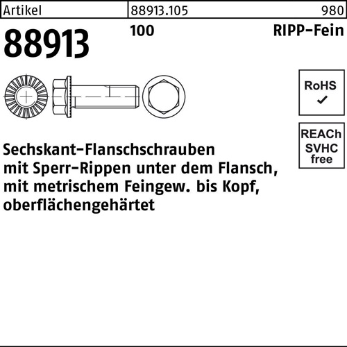 Sechskantflanschschraube R 88913 Sperr-Ripp VG M14x 1,5x 60 100 50 Stück