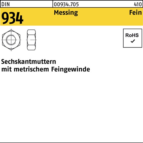 Sechskantmutter DIN 934 M14x 1,5 Messing 50 Stück