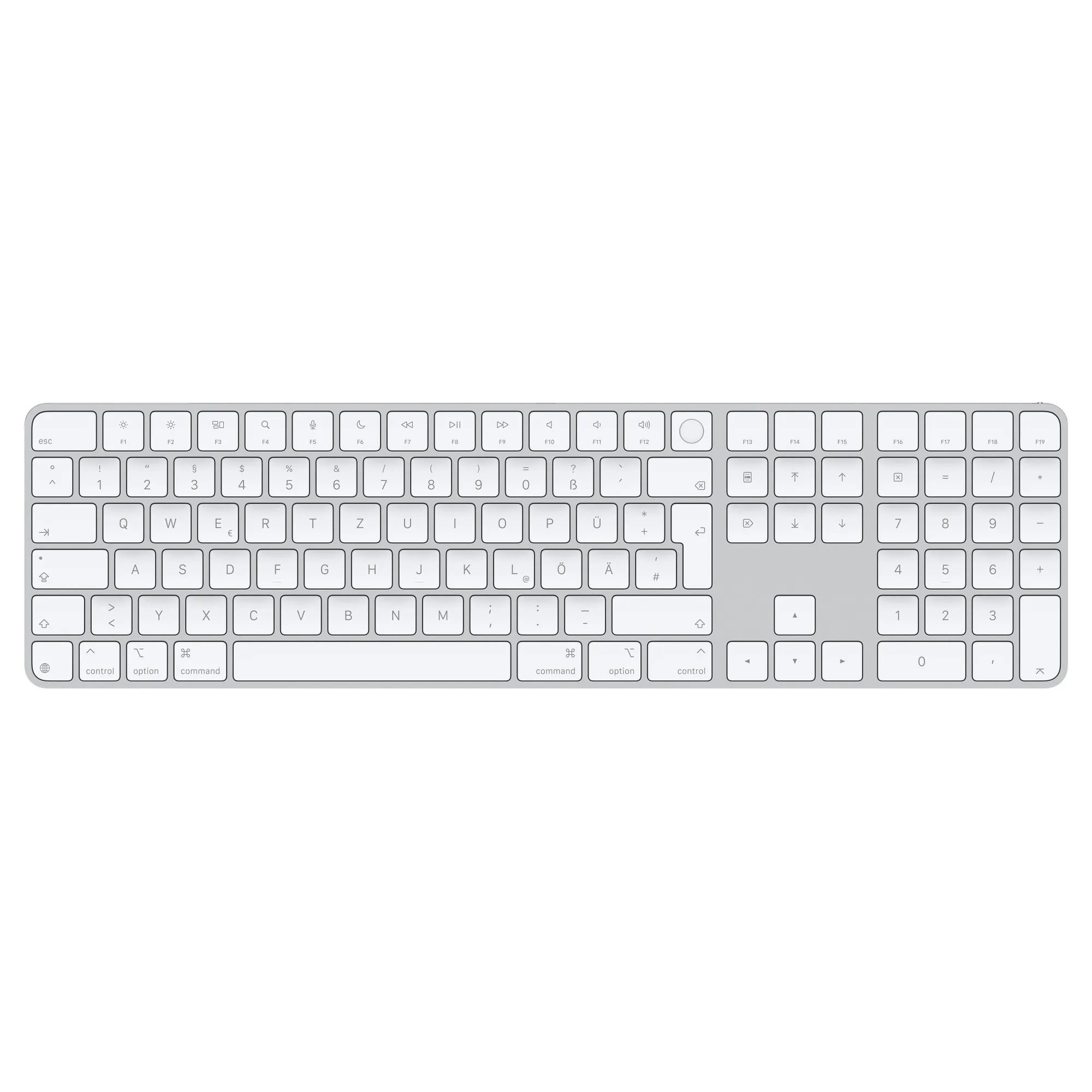 Apple Magic Keyboard mit Touch ID und Ziffernblock (USB-C), Silber, Bluetooth, Deutsch
