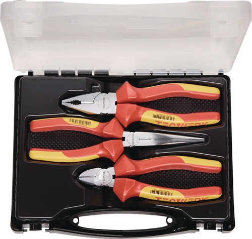 Zangensatz Inh.3-tlg.VDE verchr.Ku.-Koffer TECWERK