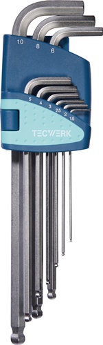 TECWERK Winkelschraubendrehersatz 9-tlg.Ku.-Halter SW 1,5-10mm lang Kugelk.