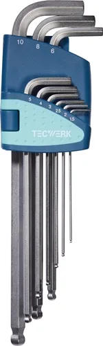 TECWERK Winkelschraubendrehersatz 9-tlg.Ku.-Halter SW 1,5-10mm lang Kugelk.