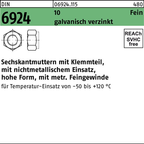 Sechskantmutter DIN 6924 Klemmteil M24x 2 10 galv.verz. 25 Stück